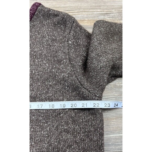 River Road Sweater Womens L Lambs Wool Brown/Burgundy Boxy Fit Cozy Cabincore - Picture 6 of 12
